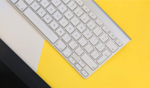 keyboard on a yellow background